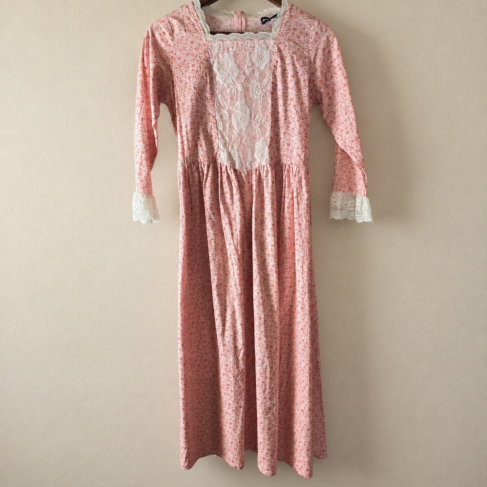 Scarlet Darkness Girls 12-13Y Pink Floral Lace Maxi Dress Cottagecore Prairie